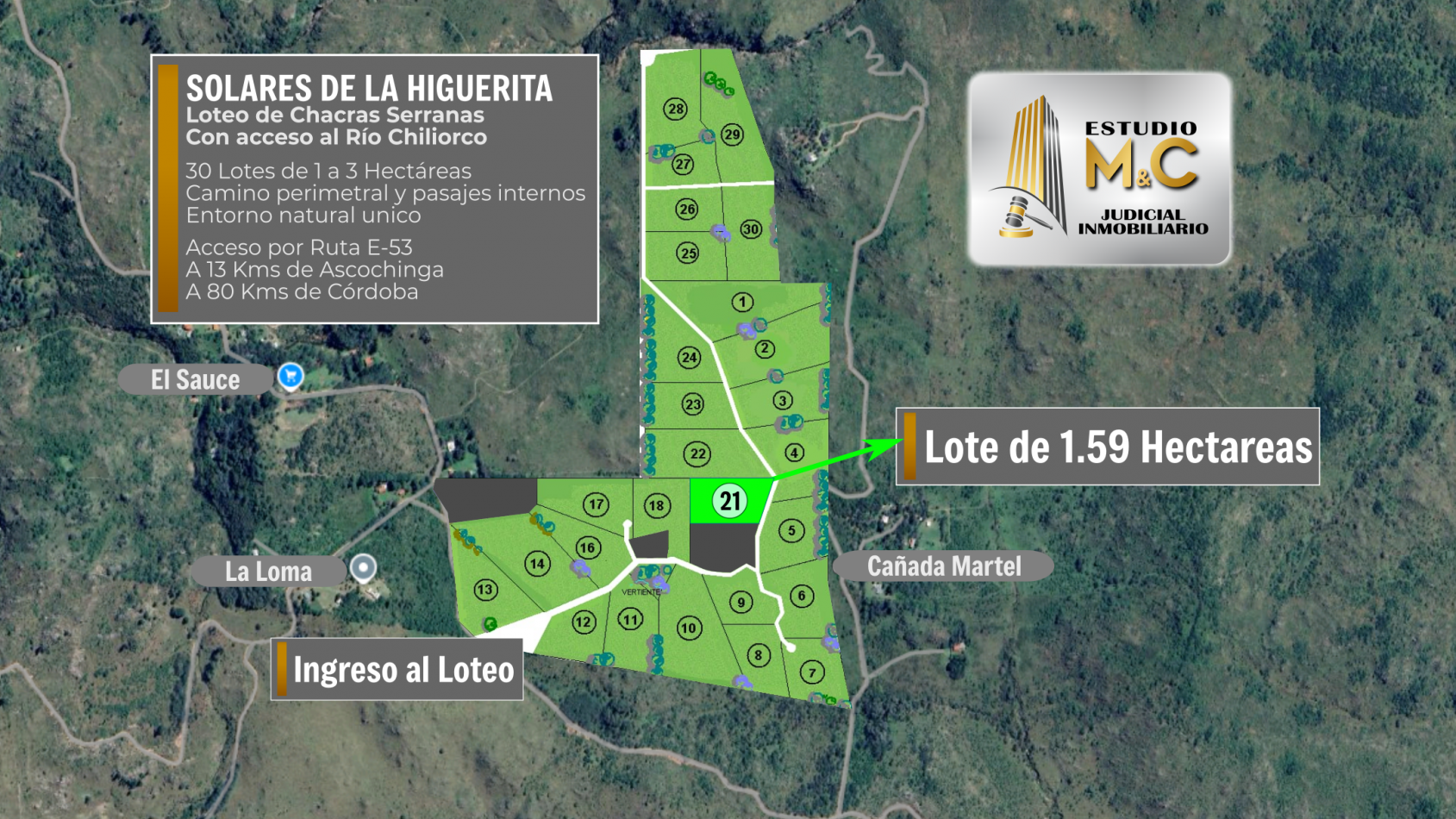 Fraccion 1.59 Has en Loteo de Chacras Serranas